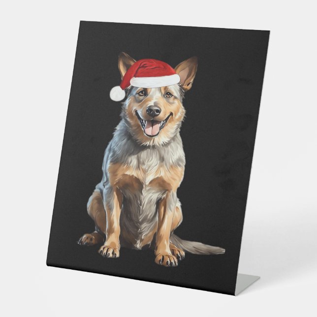 Australischer Rinderhund Weihnachtsbaum Hund Welpe Sockelschild (Vorderseite)