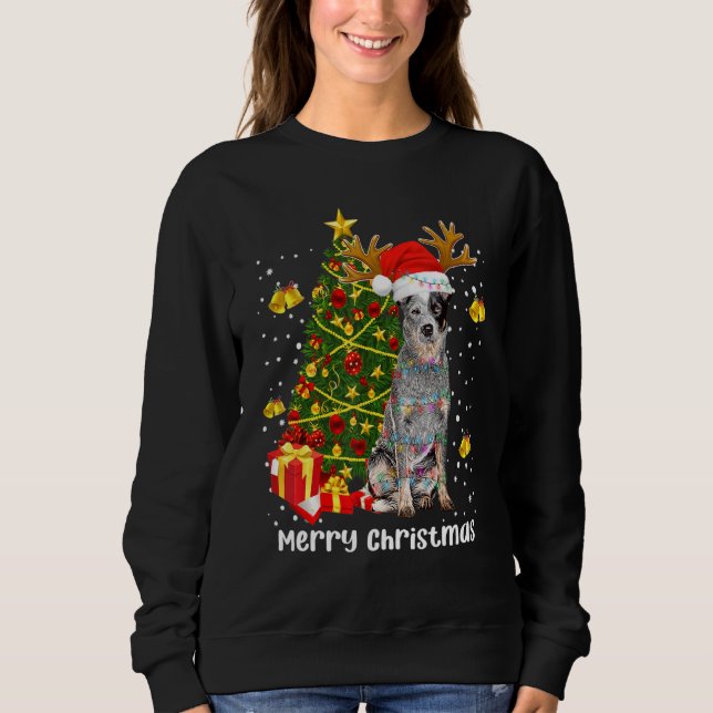 Australischer Rinderhund Weihnachtsbaum Santa X Sweatshirt (Vorderseite)