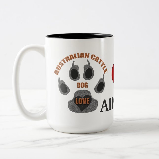 Australischer Rinderhundename Zweifarbige Tasse (Links)