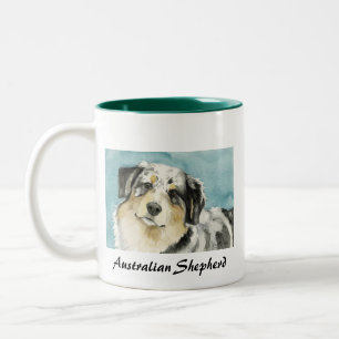 "Australischer Schäfer-" Hundear-Tasse Zweifarbige Tasse