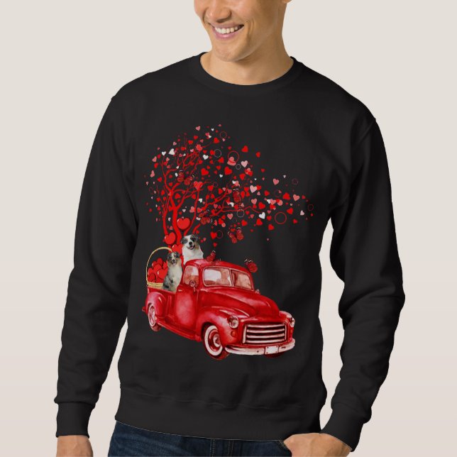 Australischer Schäfer Reitwagen Valentine Butterf Sweatshirt (Vorderseite)