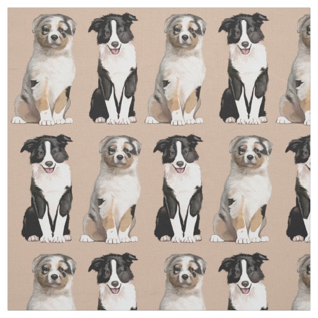 Australischer Schäfer-Welpe und Border-Collie Stoff (Muster)