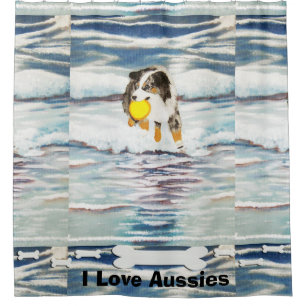 Australischer Schäfer "Yippee" Duschvorhang