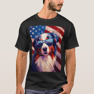 Australischer Schäferhund 4. Juli amerikanische Fl T-Shirt