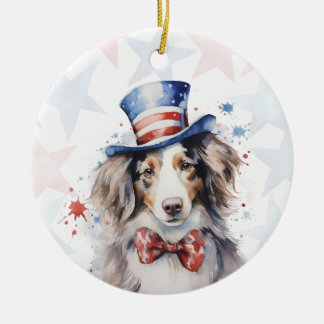 Australischer Schäferhund, 4. Juli Personalisiert Keramik Ornament