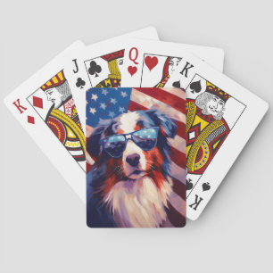 Australischer Schäferhund 4. Juli Unabhängigkeitst Spielkarten