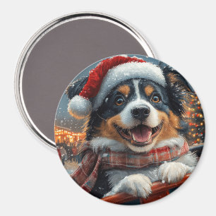 Australischer Schäferhund Achterbahn Weihnachten Magnet