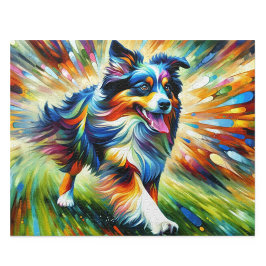 Australischer Schäferhund: Acryl Blau Merle Aussie Puzzle