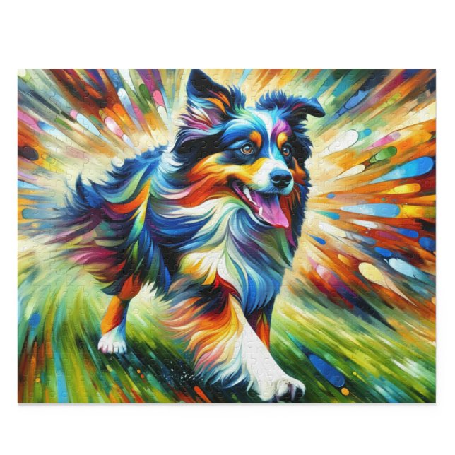 Australischer Schäferhund: Acryl Blau Merle Aussie Puzzle (Australian Shepherd: Acrylic Style Blue Merle Aussie Art)