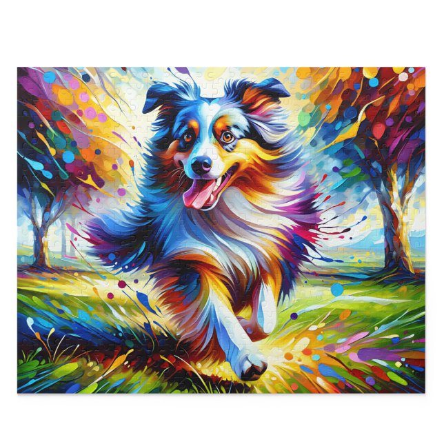 Australischer Schäferhund: Acryl Blau-Merle-Aussie Puzzle (Australian Shepherd : Acrylic Style Blue Merle Aussie Art)