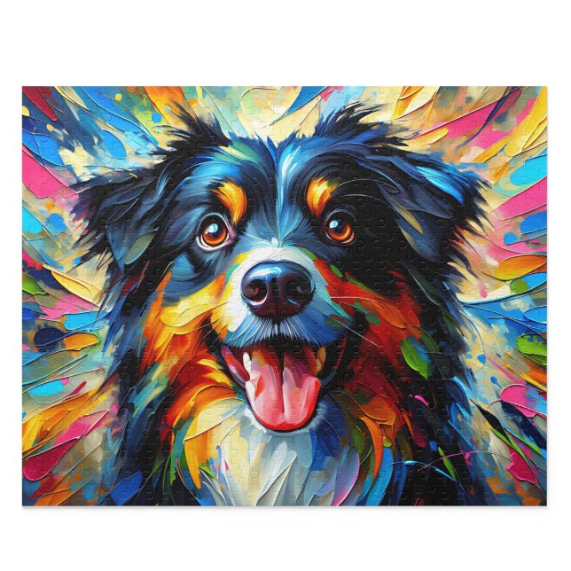 Australischer Schäferhund: Acryl-Dreifarben-Aussie Puzzle (Australian Shepherd Puzzle: Tri-Color Aussie Jigsaw)