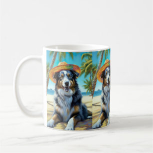 Australischer Schäferhund am Strand Hunde-Liebhabe Kaffeetasse
