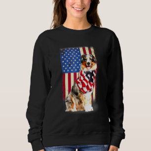 Australischer Schäferhund Amerikanische Flagge USA Sweatshirt