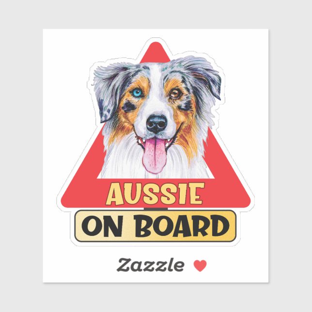 Australischer Schäferhund an Bord rotes Handelszei Aufkleber (Blatt)