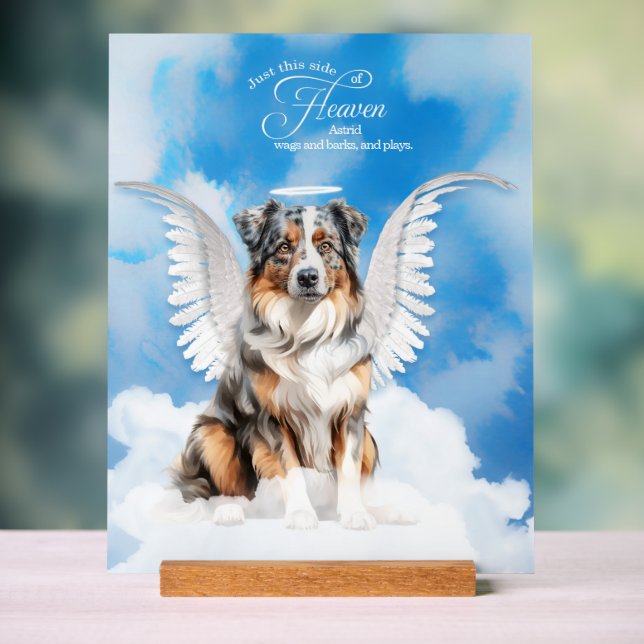 Australischer Schäferhund Angel Dog Name Pet Memor Acrylschild (Neutral)