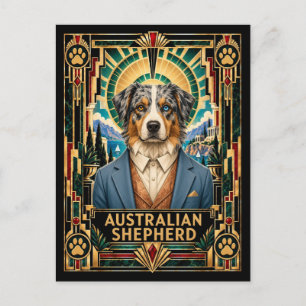 Australischer Schäferhund, Art Deco Hund Postkarte