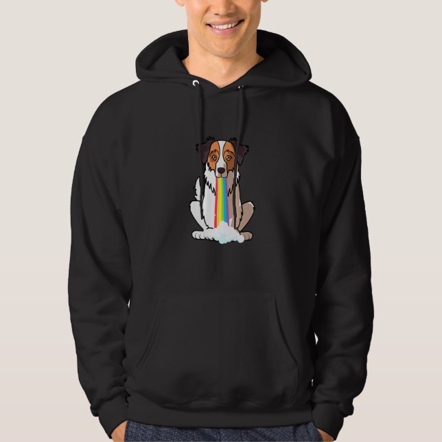 Australischer Schäferhund Aussie Dog in Rainbow Hoodie (Vorderseite)