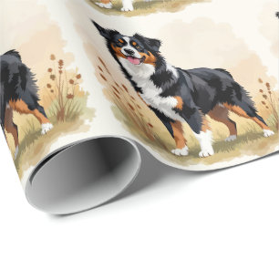 Australischer Schäferhund Black Tricolor Aussie Hu Geschenkpapier