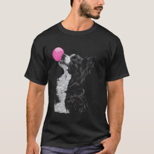 Australischer Schäferhund bläst kauende Bubble-Gum T-Shirt