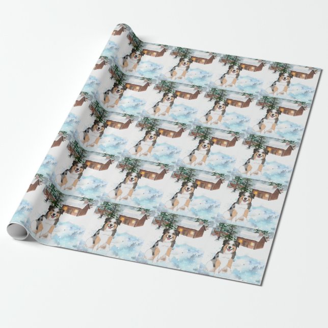 Australischer Schäferhund (blau) Wrapping Paper Geschenkpapier (Ungerollt)