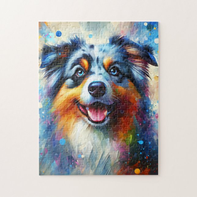 Australischer Schäferhund Blue Merle Dog Acrylic P Puzzle (Vertikal)