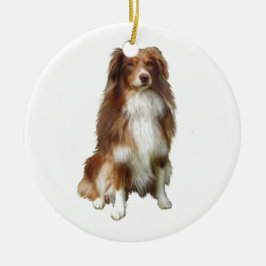 Australischer Schäferhund (C) - Rot-Weiß Keramik Ornament
