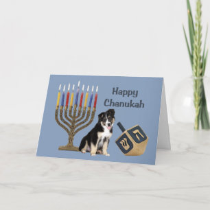 Australischer Schäferhund Chanukah Card Menorah Dr Feiertagskarte