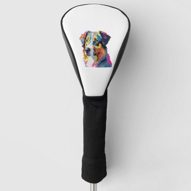 Australischer Schäferhund Dog Colorful 5 Golf Headcover (Vorderseite)