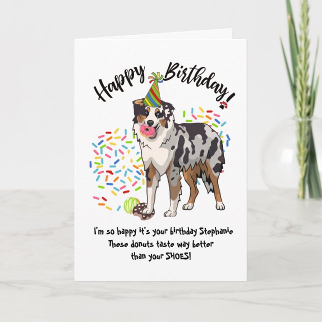 Australischer Schäferhund Dog Donuts Birthday Card Einladung (Vorderseite)