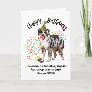 Australischer Schäferhund Dog Donuts Birthday Card Einladung
