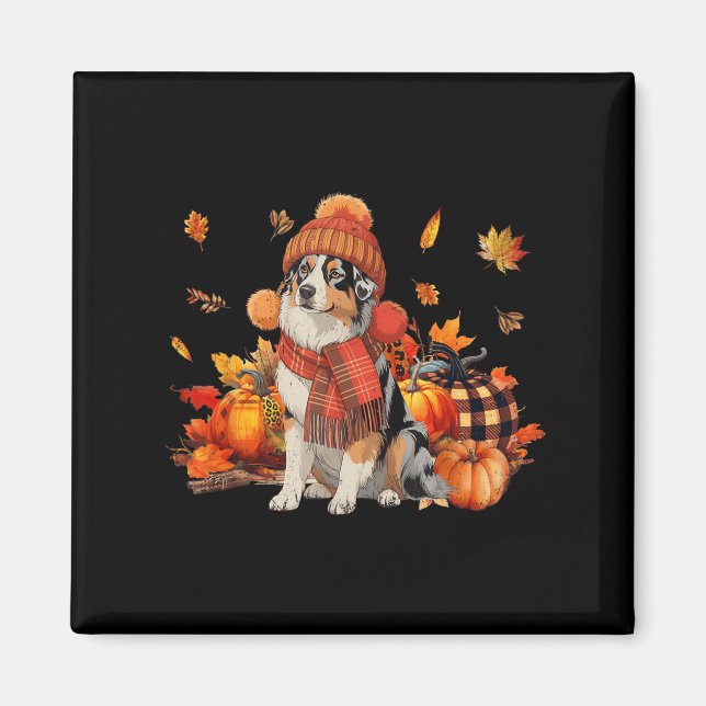Australischer Schäferhund Dog Fall Scarf Leopard P Magnet (Vorne)