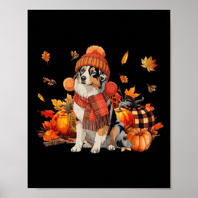 Australischer Schäferhund Dog Fall Scarf Leopard P Poster (Vorne)