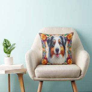 Australischer Schäferhund Dog Floral farbenfrohe G Kissen
