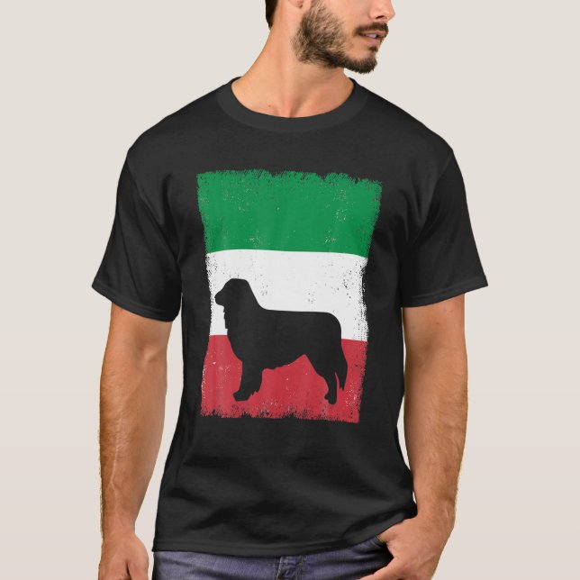 Australischer Schäferhund Dog Italienische Flagge  T-Shirt (Vorderseite)