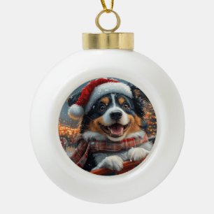 Australischer Schäferhund Dog Roller Untersetzer W Keramik Kugel-Ornament