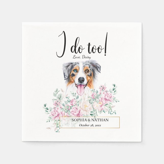 Australischer Schäferhund Dog Wedding Cocktail Nap Serviette (Vorderseite)