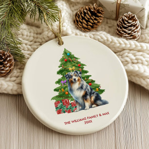 Australischer Schäferhund - Familie Weihnachten Keramik Ornament