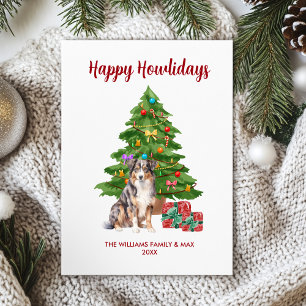 Australischer Schäferhund Familien-Weihnachten Feiertagskarte