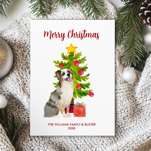 Australischer Schäferhund Familien-Weihnachten Feiertagskarte