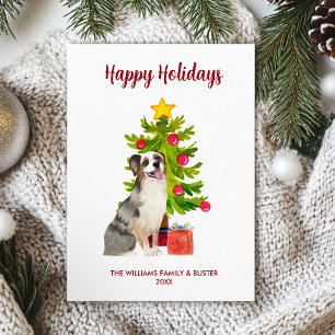 Australischer Schäferhund Familien-Weihnachten Feiertagskarte