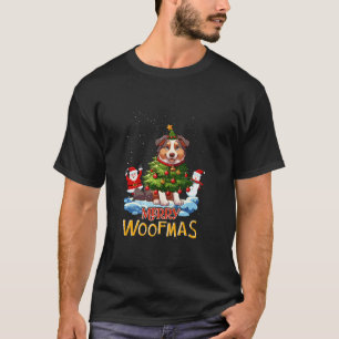 Australischer Schäferhund frohe Weihnachtsbaum Lig T-Shirt