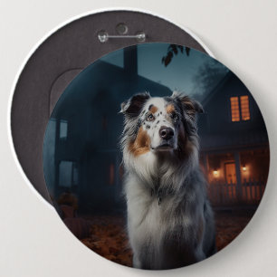 Australischer Schäferhund Halloween Beängstigend Button