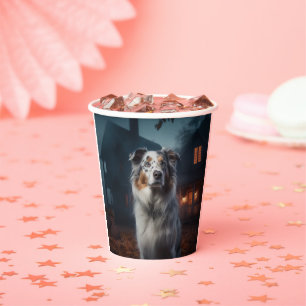 Australischer Schäferhund Halloween Gruselig Pappbecher
