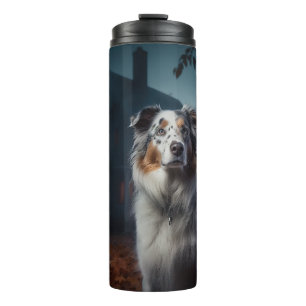 Australischer Schäferhund Halloween Gruselig Thermosbecher