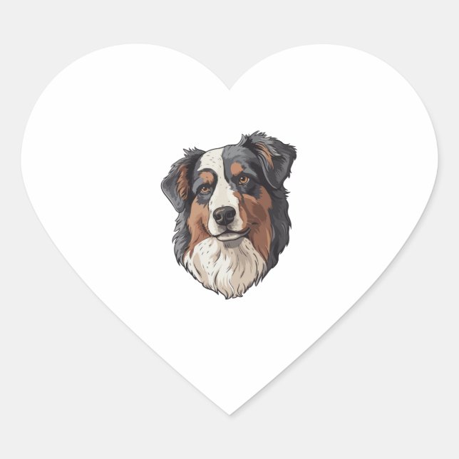 Australischer Schäferhund Herz-Aufkleber (Vorderseite)