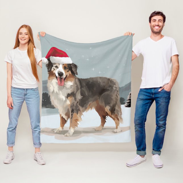 Australischer Schäferhund Hund im Schnee Weihnacht Fleecedecke (Beispiel)