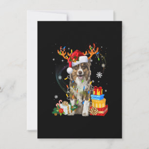 Australischer Schäferhund-Hund leuchtet Santa-Hut  Einladung