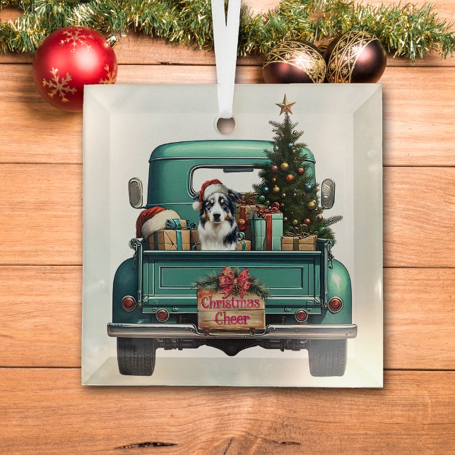Australischer Schäferhund Hund Lkw Weihnachten Ornament Aus Glas (Von Creator hochgeladen)