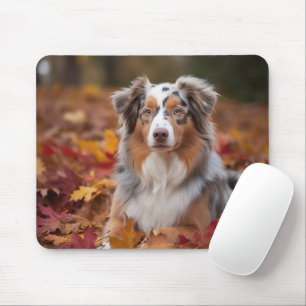 Australischer Schäferhund im Herbstfall Inspiriert Mousepad