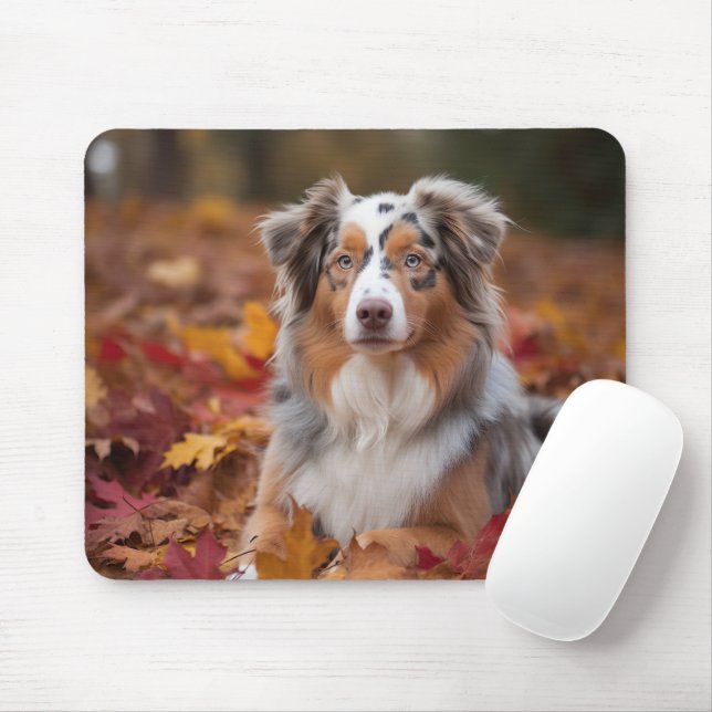 Australischer Schäferhund im Herbstfall Inspiriert Mousepad (Mit Mouse)